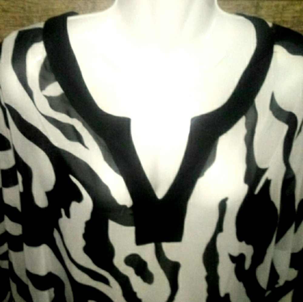 Elements Top Size XL Zebra Sheer Dolman Tunic NWOT - Picture 9 of 12